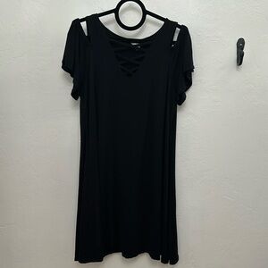 H&H by Harmony & Havoc Cold Shoulder Laced V-neck T-shirt Dress